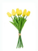 Yapay 8li Islak Lale Buketi Gerçek Doku Sarı - Görsel 2