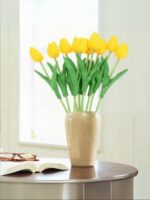 Yapay 8li Islak Lale Buketi Gerçek Doku Sarı