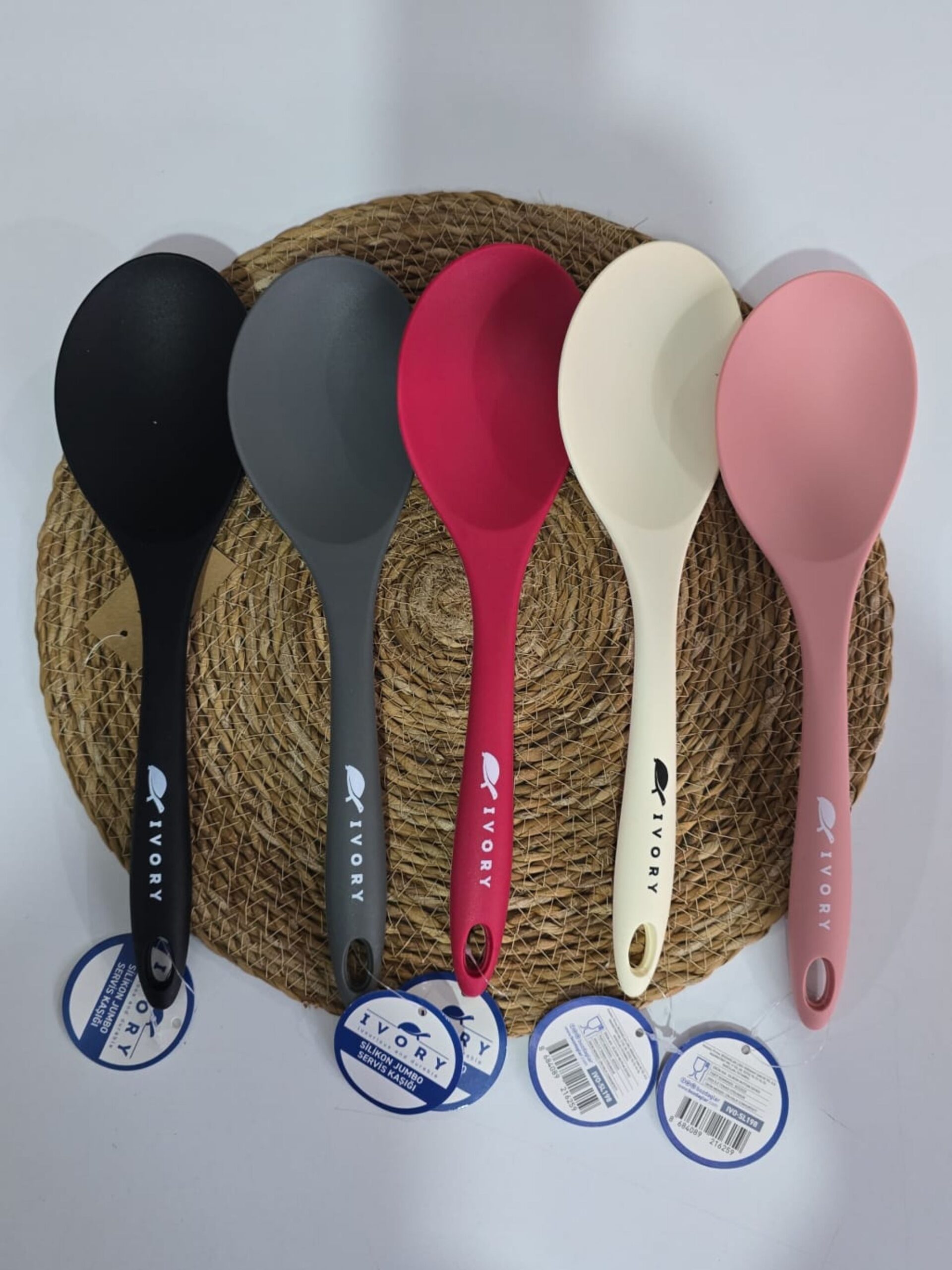 Paragraf metniniz (64) IVORY Sert Uçlu Isıya Dayanıklı Yanmaz Yapışmaz Silikon Jumbo Servis Kaşığı - Görsel 1