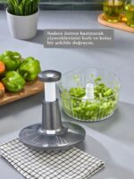 Solingen El Rondosu 3 Bıçaklı Paslanmaz Çelik Bıçaklı Basmalı-GRİ - Görsel 2