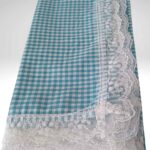 170×170 Güpürlü Pamuklu Sofra Bezi/Masa Örtüsü Pötikare -TURKUAZ