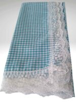 170×170 Güpürlü Pamuklu Sofra Bezi/Masa Örtüsü Pötikare -TURKUAZ