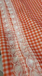 170×170 Güpürlü Pamuklu Sofra Bezi/Masa Örtüsü Pötikare -Turuncu - Görsel 2
