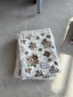 200×200 Battal Leke Tutmaz Güpürlü Jarse Sofra Bezi/Masa Örtüsü Çiçekli- KAHVERENGİ