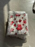 200×200 Battal Leke Tutmaz Güpürlü Jarse Sofra Bezi/Masa Örtüsü Çiçekli- KIRMIZI