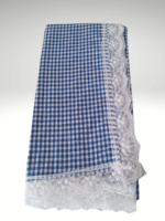 170×170 Güpürlü Pamuklu Sofra Bezi/Masa Örtüsü Pötikare -LACİVERT