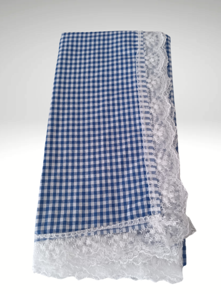 170×170 Güpürlü Pamuklu Sofra Bezi/Masa Örtüsü Pötikare -LACİVERT