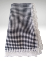 170×170 Güpürlü Pamuklu Sofra Bezi/Masa Örtüsü Pötikare -SİYAH